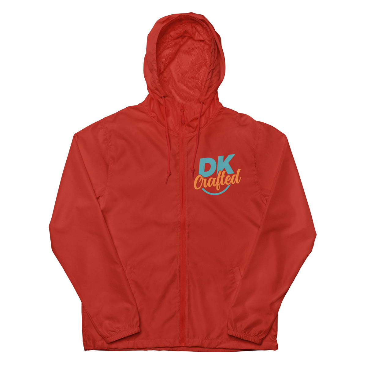 Unisex lightweight zip up windbreaker, Red, front view