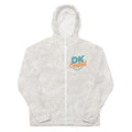 Unisex lightweight zip up windbreaker, White Camo, front view