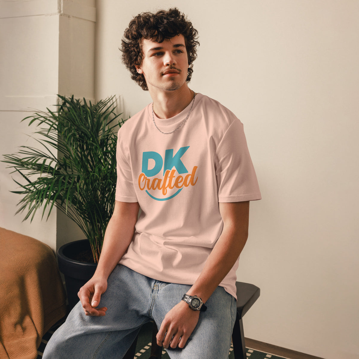Unisex organic cotton t-shirt, Fraiche Peche, front view