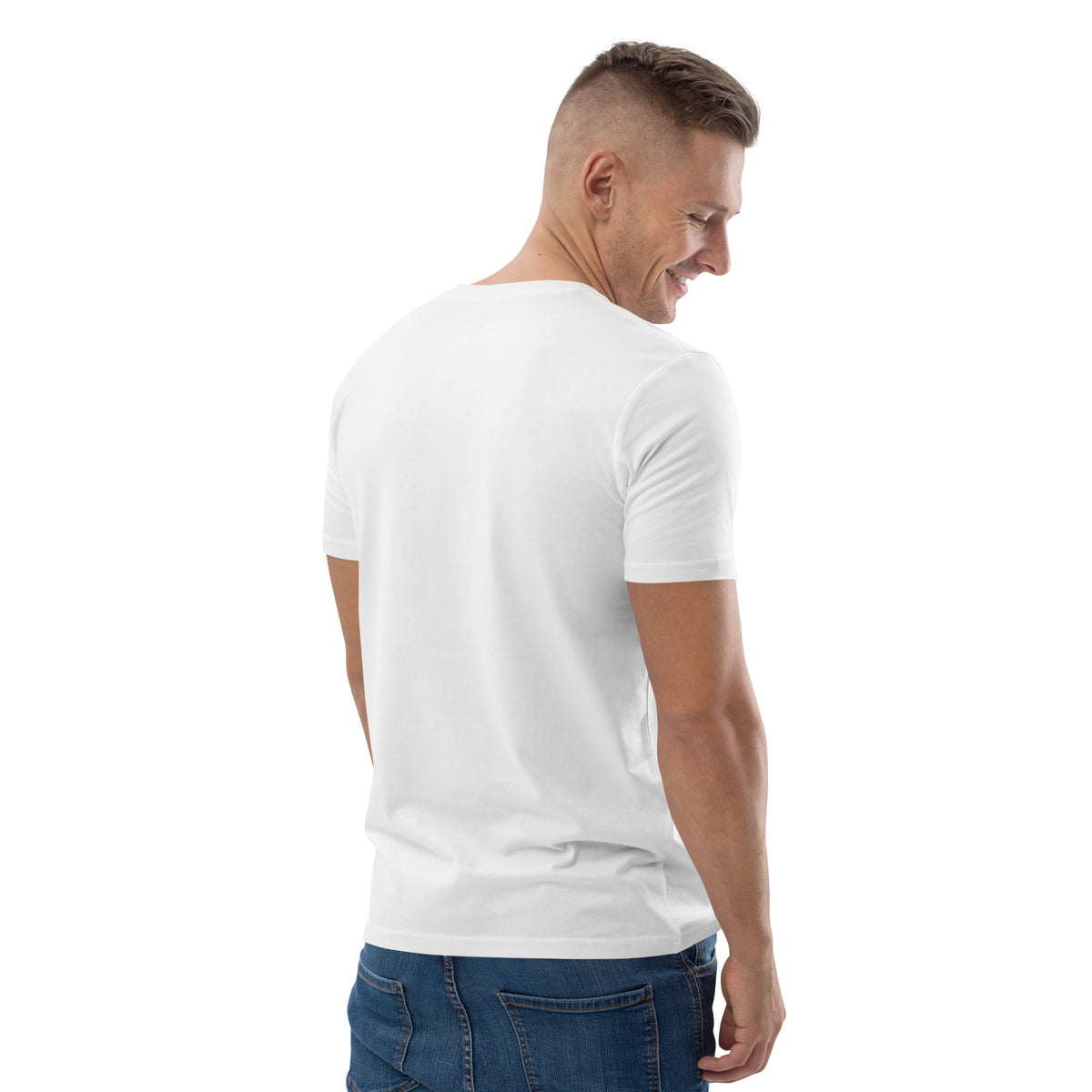Unisex organic cotton t-shirt, White, right back view