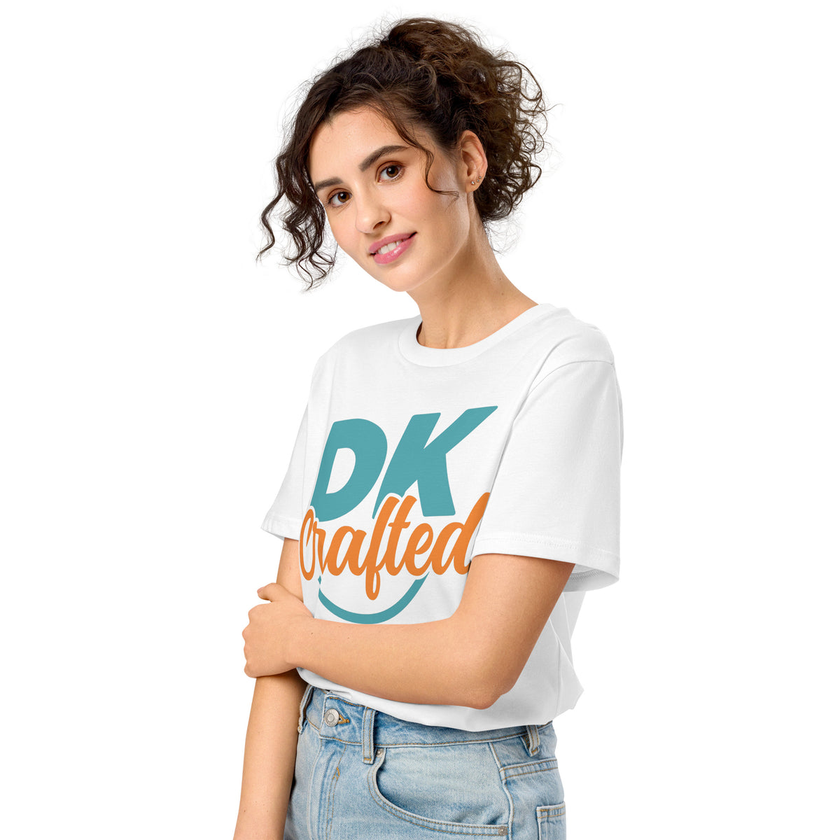 Unisex organic mid-light t-shirt, White, left front view