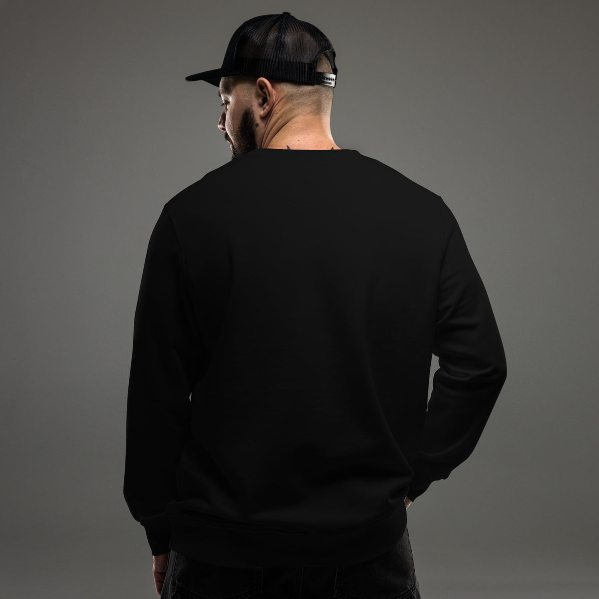 Unisex organic sweatshirt, Black, back view