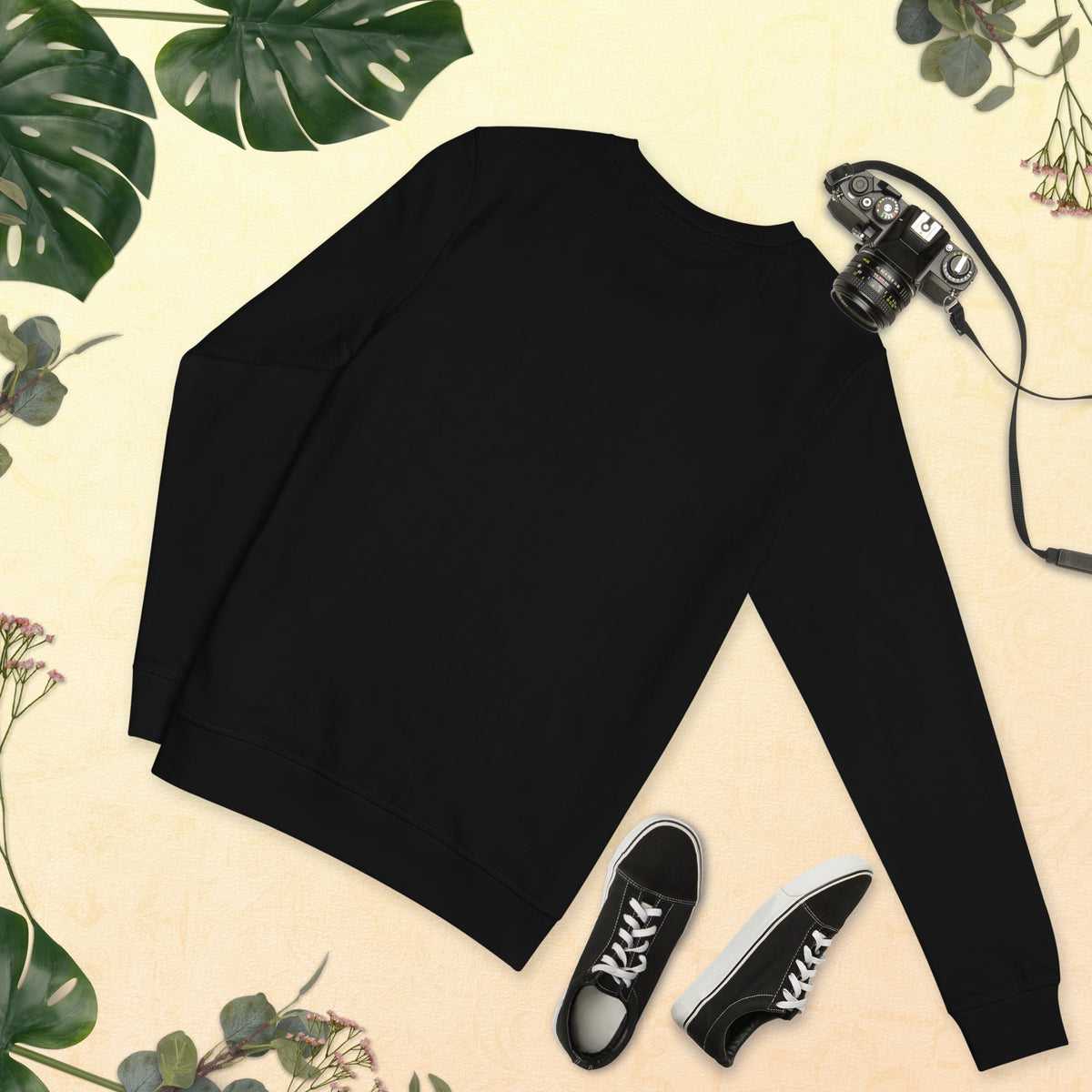 Unisex organic sweatshirt, Black, back view