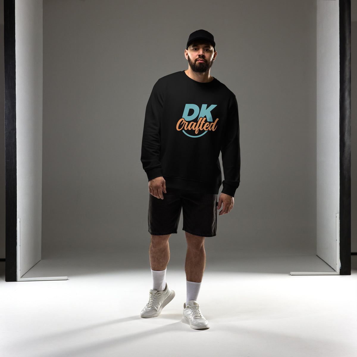 Unisex organic sweatshirt, Black, front view