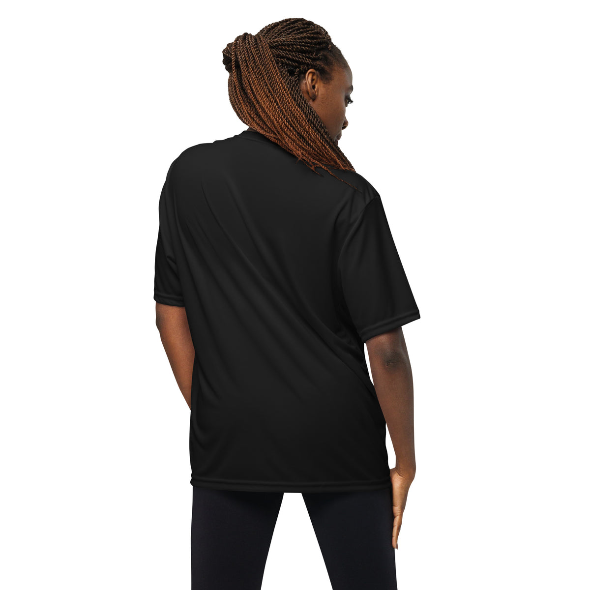 Unisex performance crew neck t-shirt, Black, back view