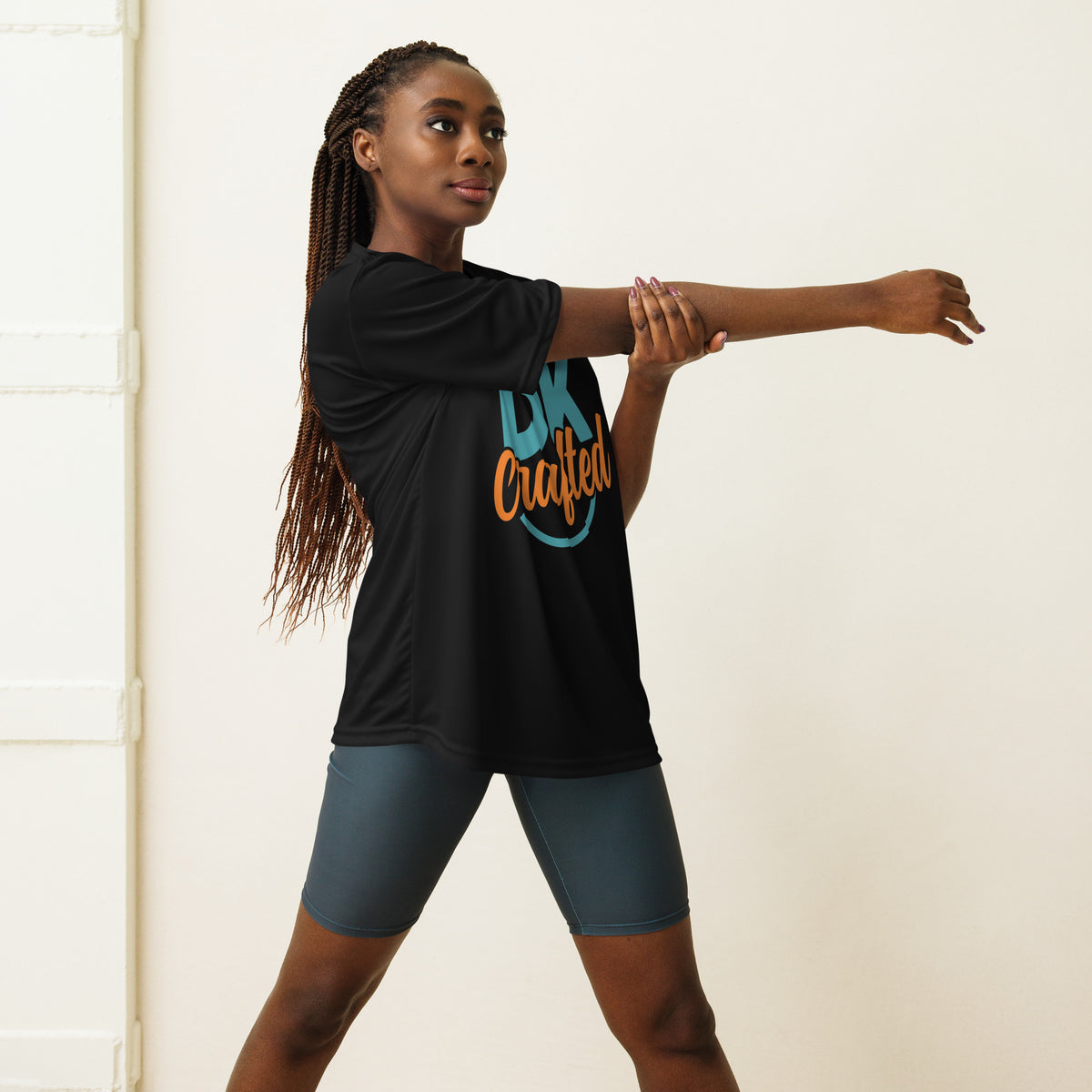 Unisex performance crew neck t-shirt, Black, front view