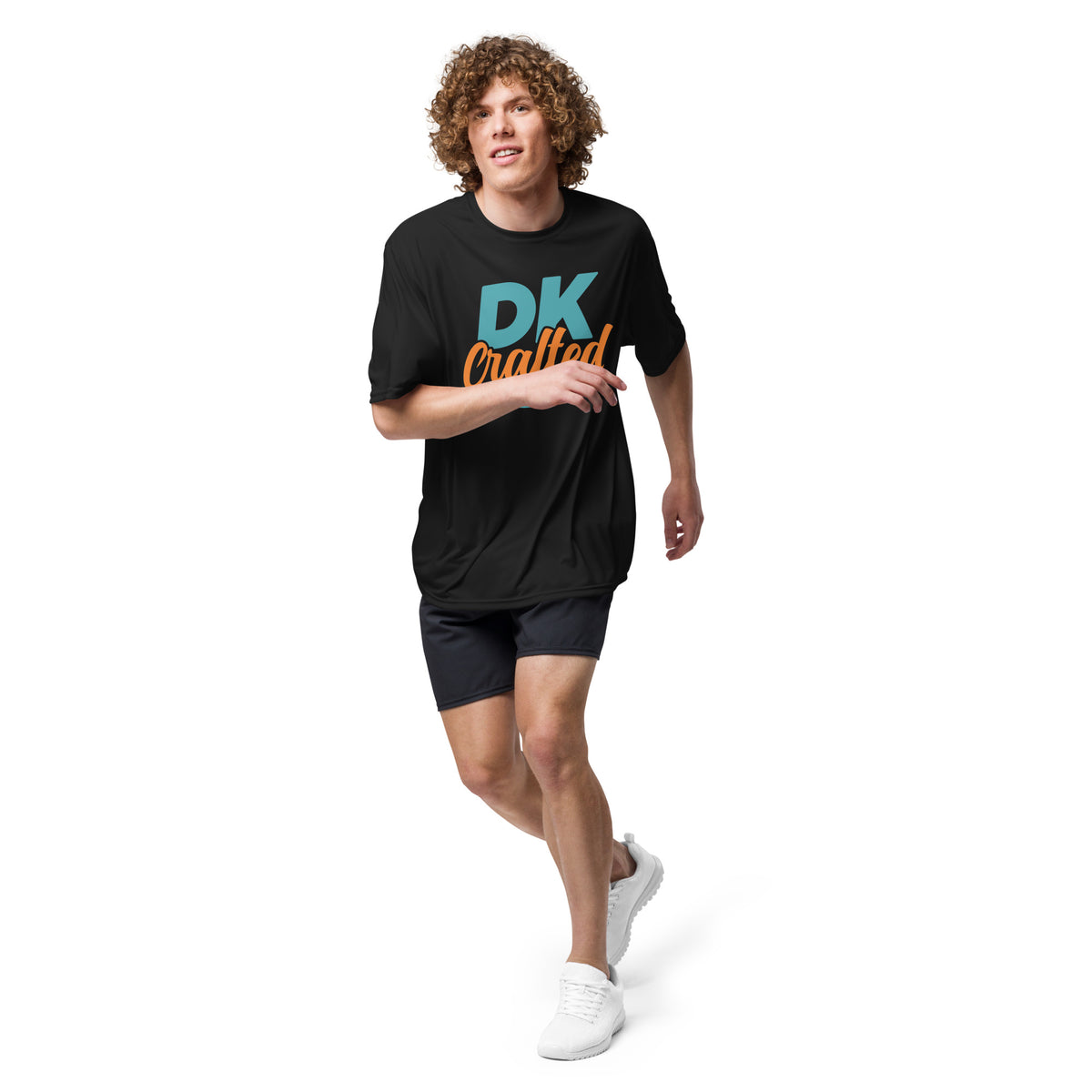 Unisex performance crew neck t-shirt, Black, front view