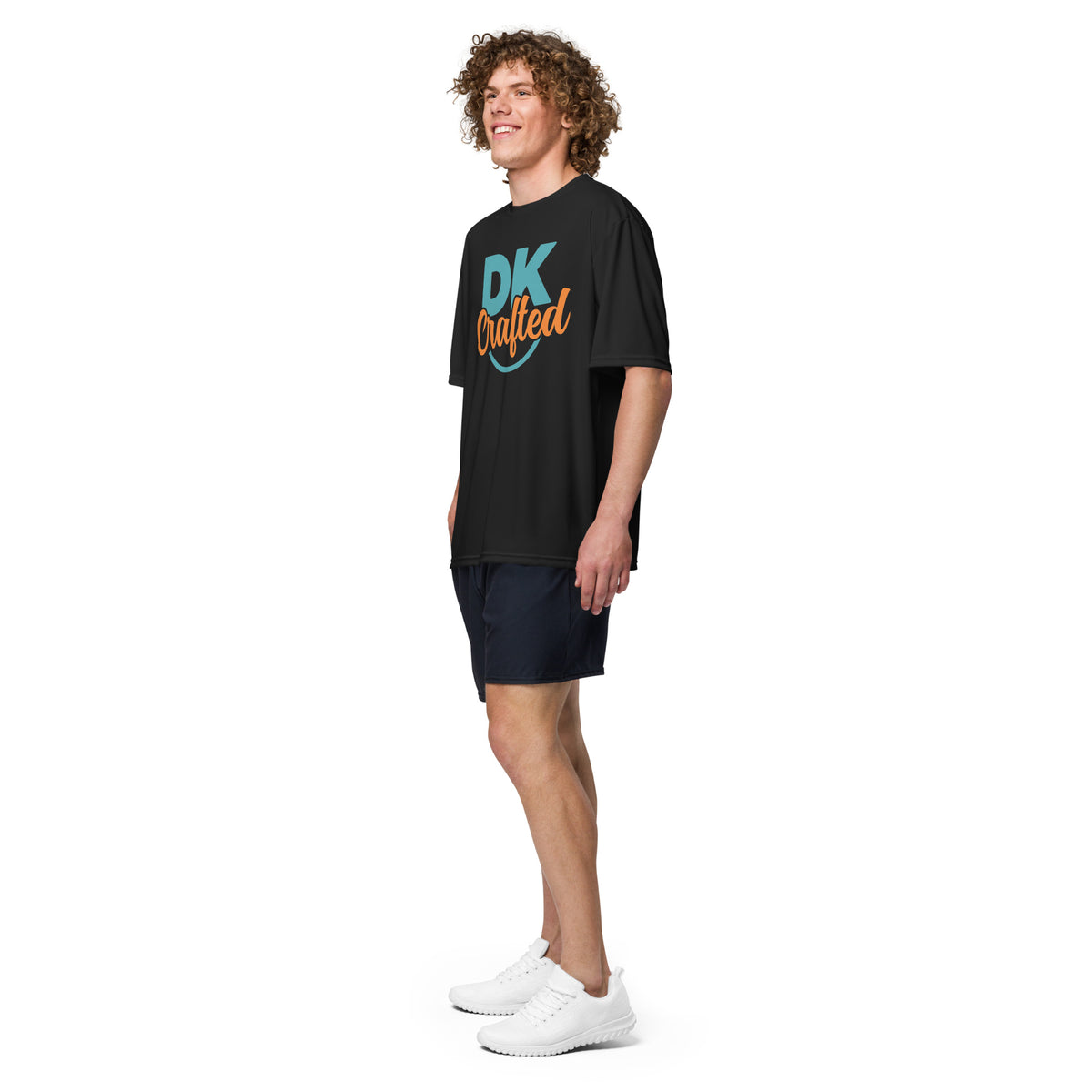 Unisex performance crew neck t-shirt, Black, left front view