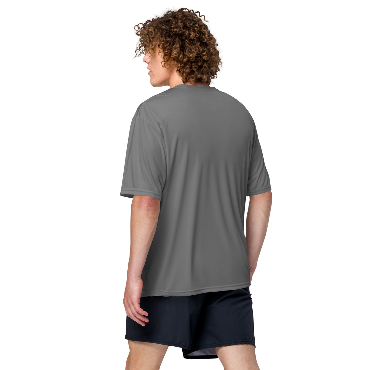 Unisex performance crew neck t-shirt, Graphite, back view