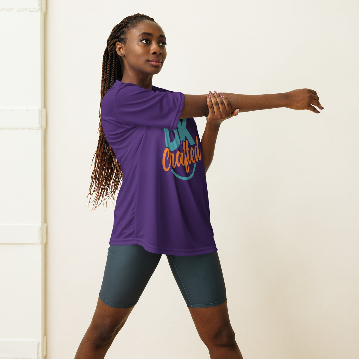 Unisex performance crew neck t-shirt, Purple, front view