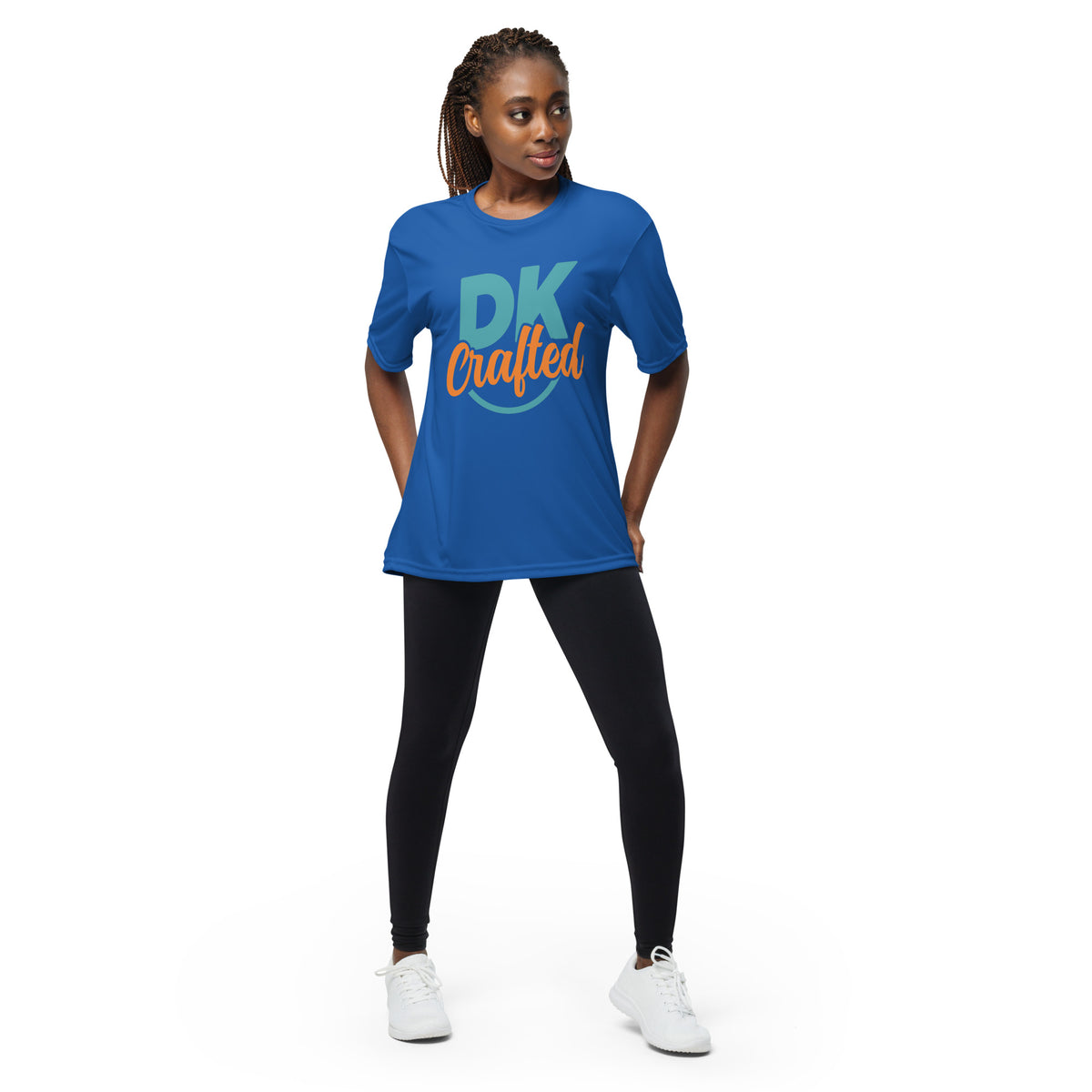 Unisex performance crew neck t-shirt, Royal, front view