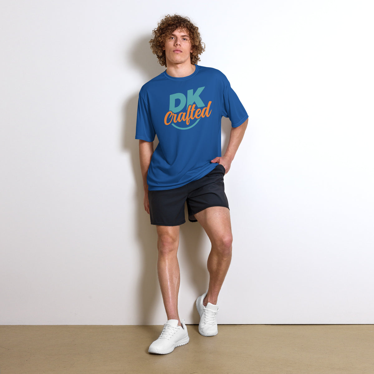 Unisex performance crew neck t-shirt, Royal, front view