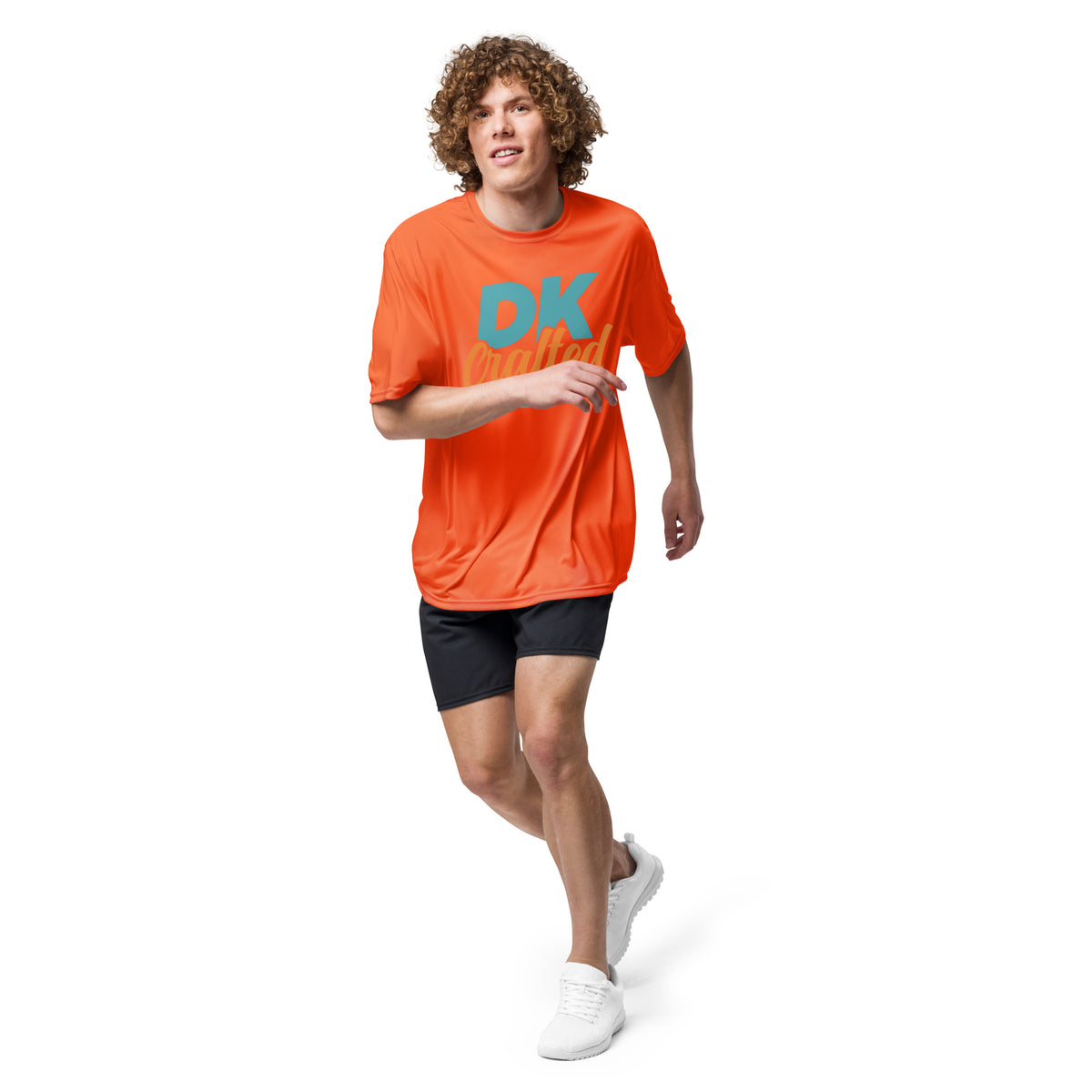 Unisex performance crew neck t-shirt, Safety Orange, front view