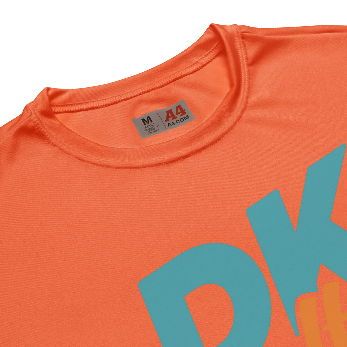 Unisex performance crew neck t-shirt, Safety Orange, product detail view