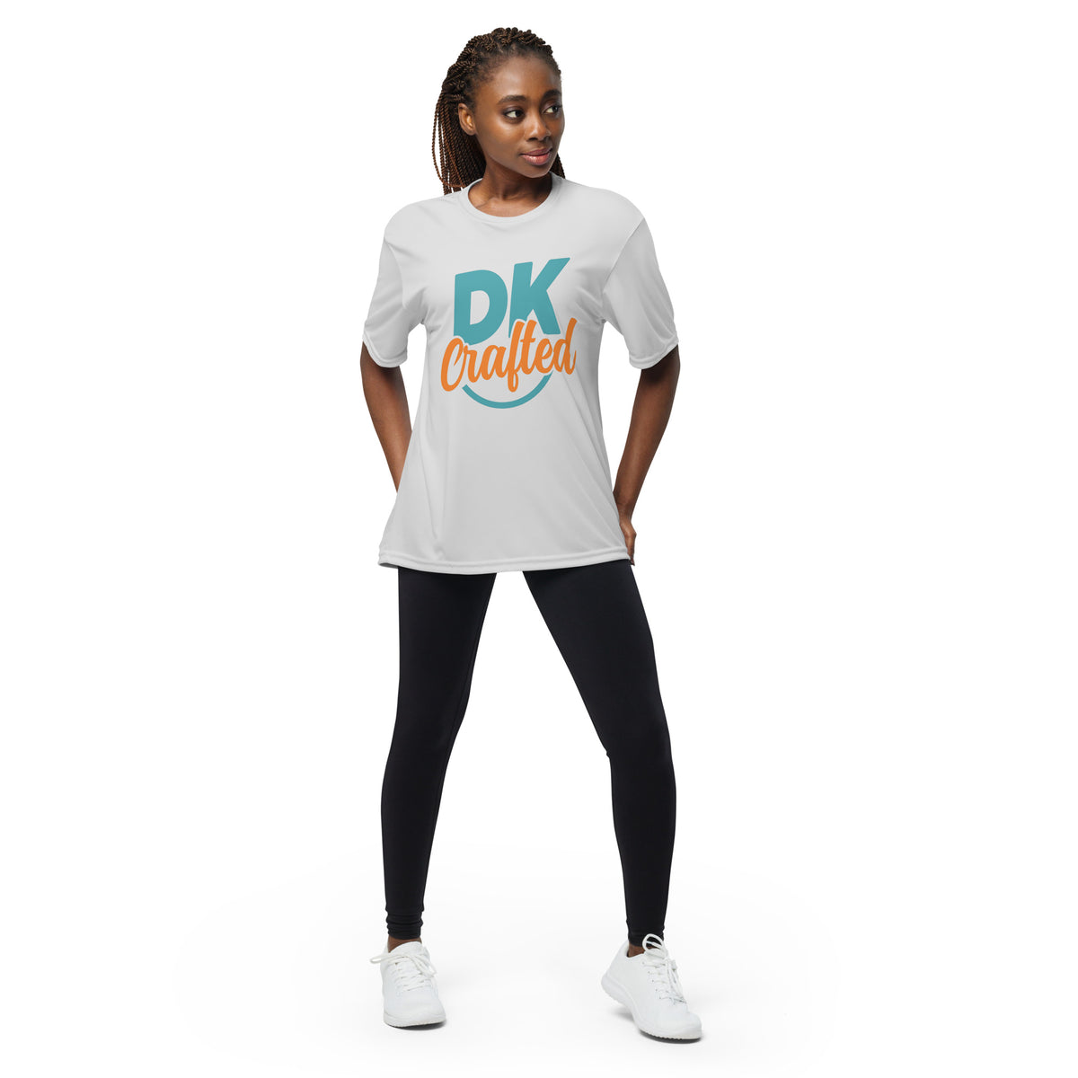 Unisex performance crew neck t-shirt, Silver, front view