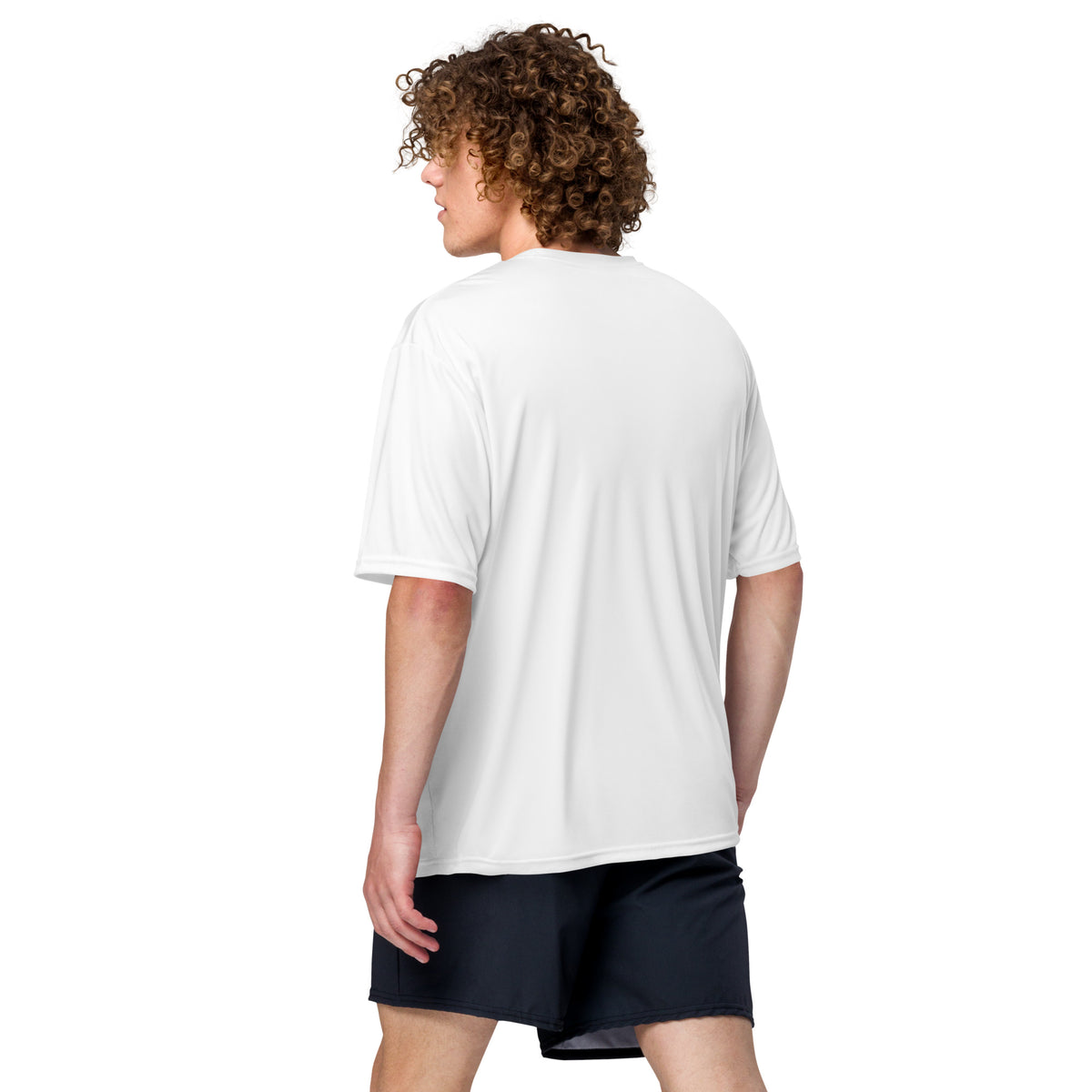 Unisex performance crew neck t-shirt, White, back view