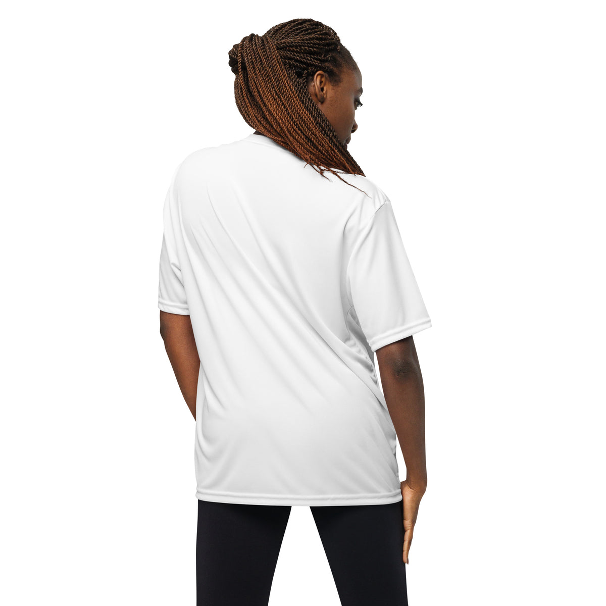 Unisex performance crew neck t-shirt, White, back view