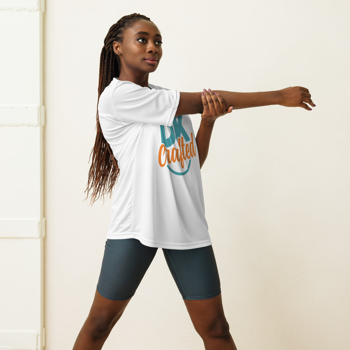 Unisex performance crew neck t-shirt, White, front view