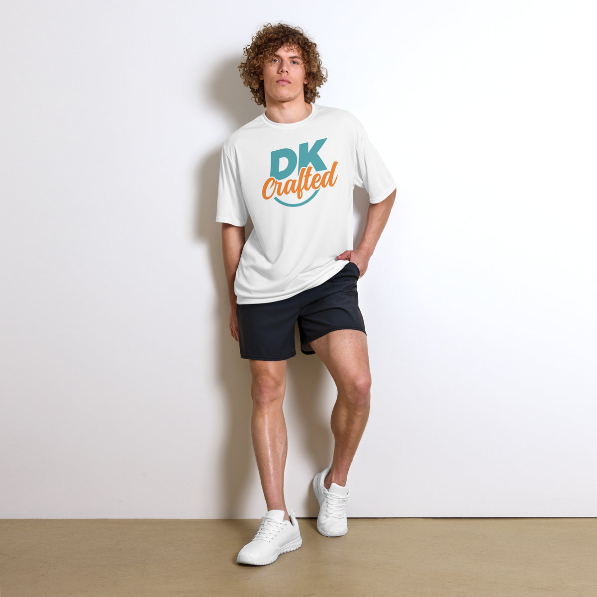 Unisex performance crew neck t-shirt, White, front view