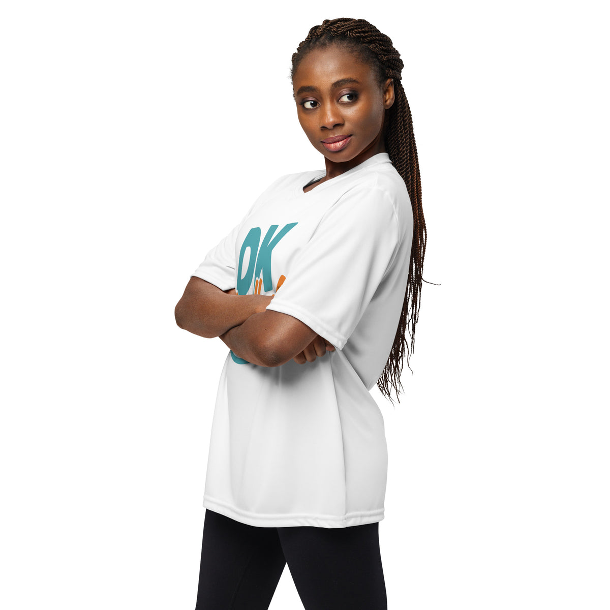 Unisex performance crew neck t-shirt, White, left front view
