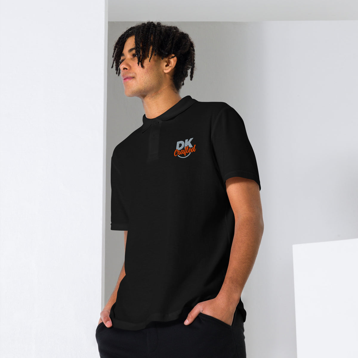 Unisex pique polo shirt, Black, front view