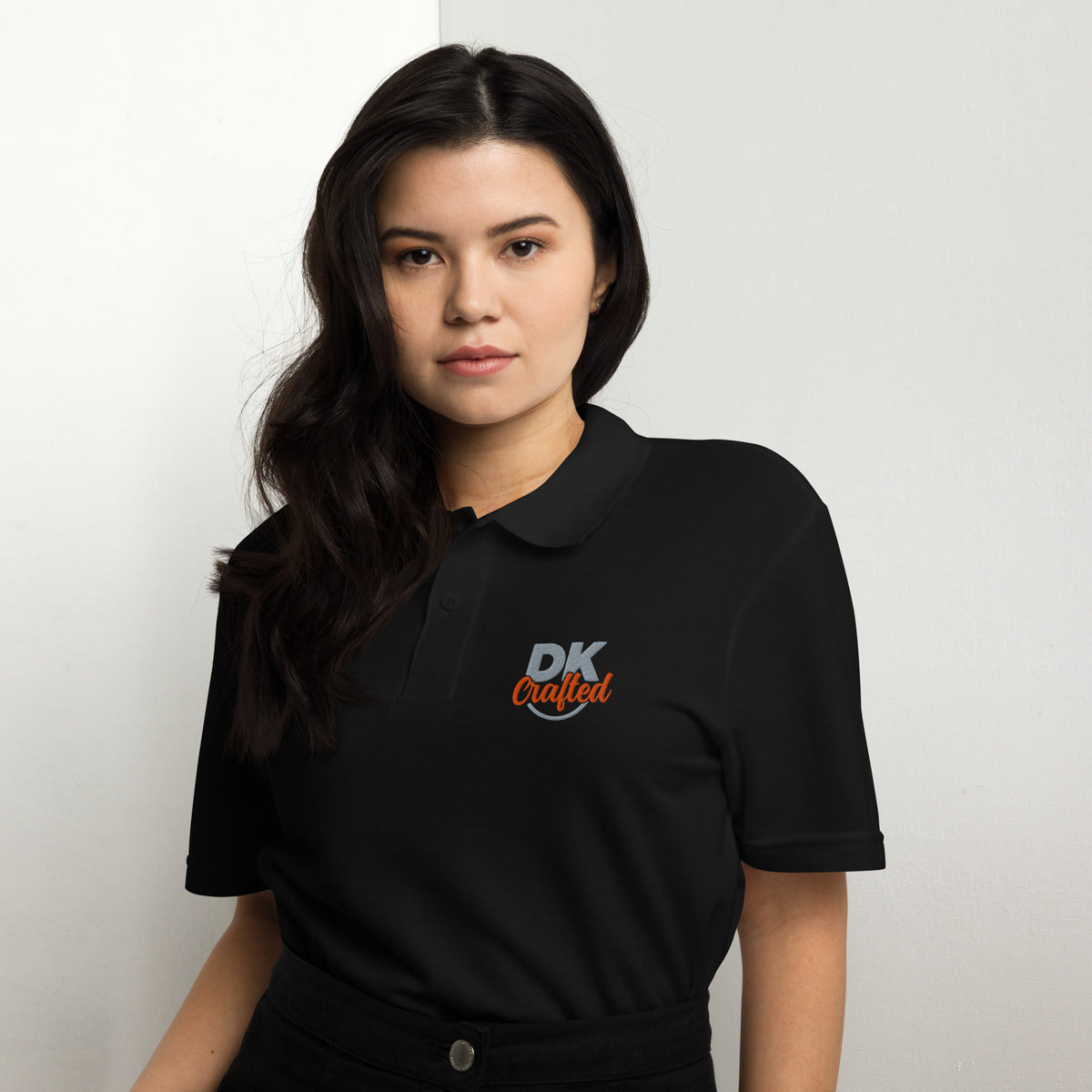 Unisex pique polo shirt, Black, front view
