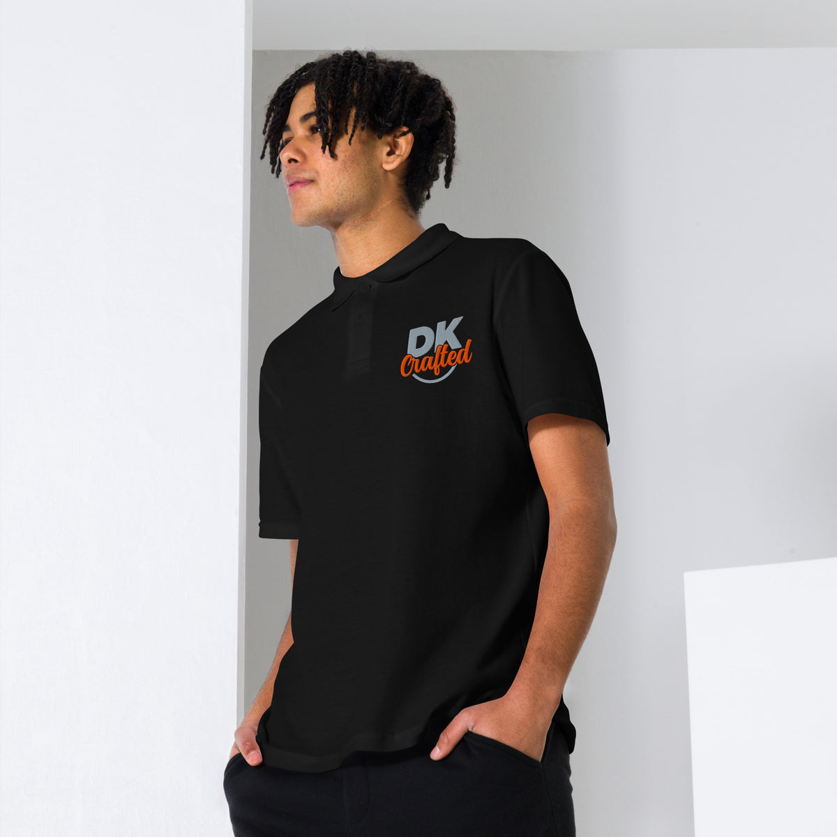 Unisex pique polo shirt, Black, front view