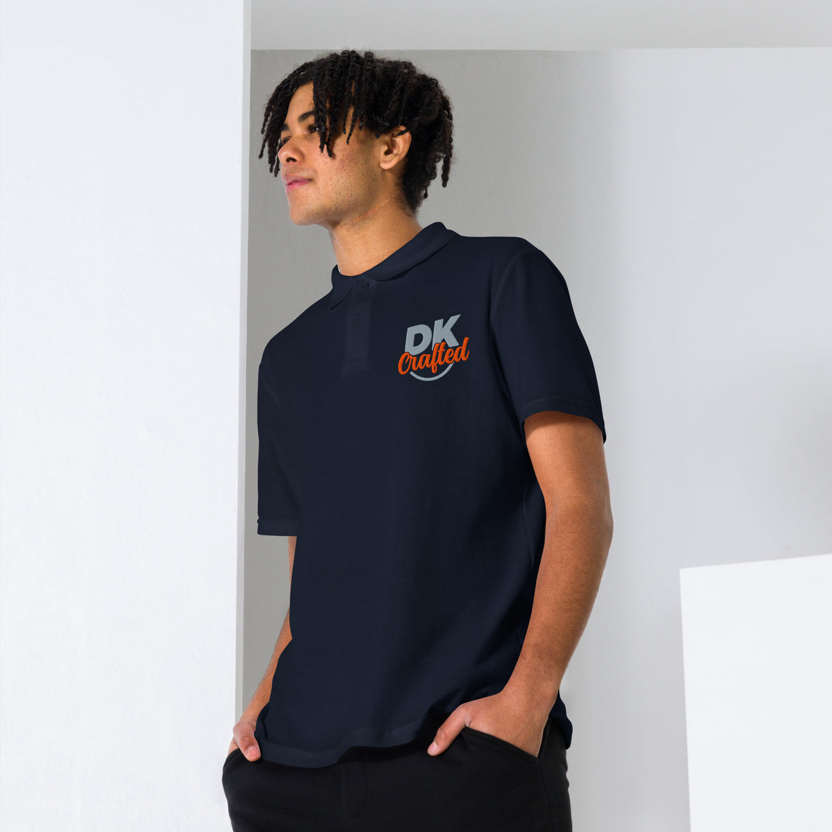 Unisex pique polo shirt, Navy, front view