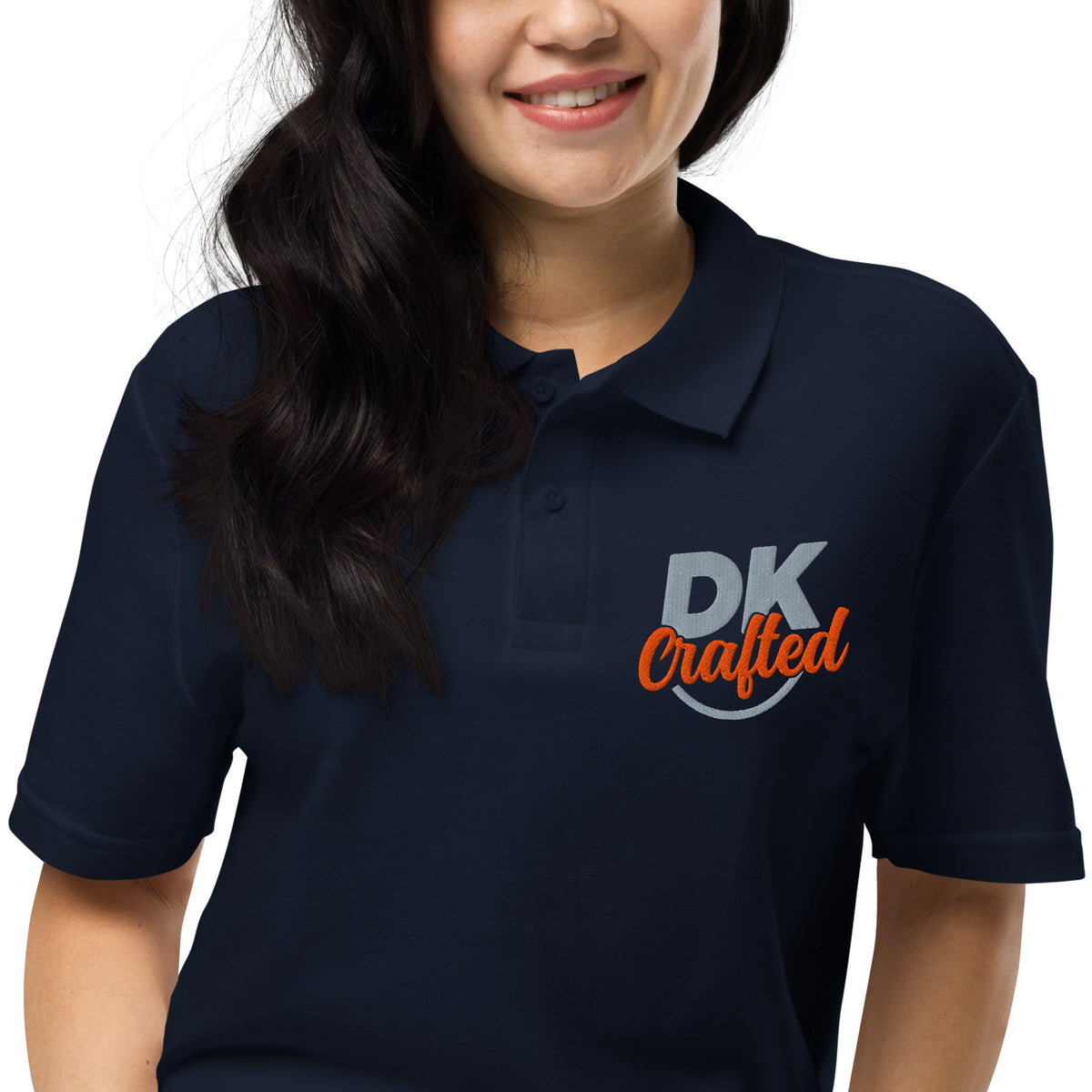 Unisex pique polo shirt, Navy, fabric detail view