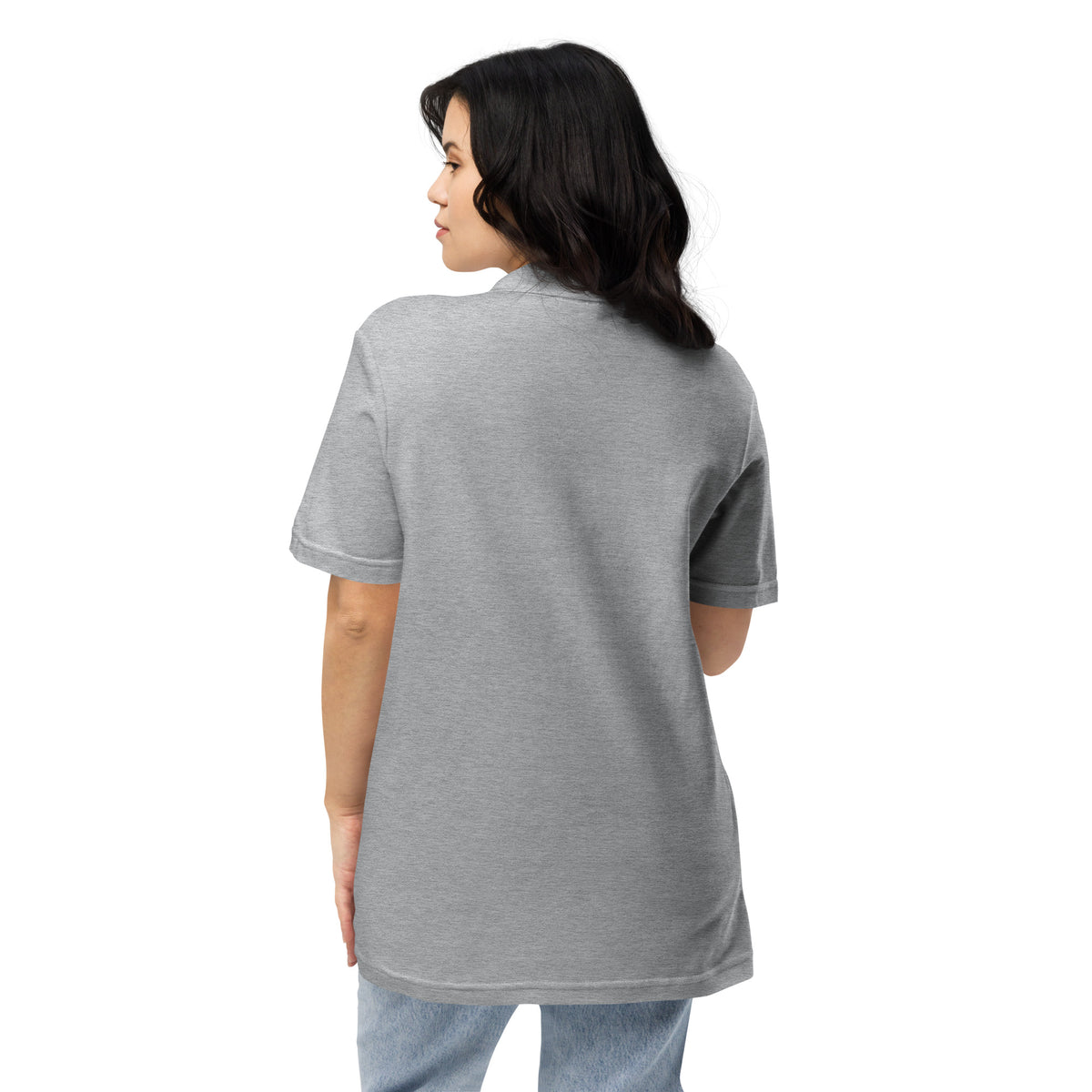 Unisex pique polo shirt, Sport Grey, back view