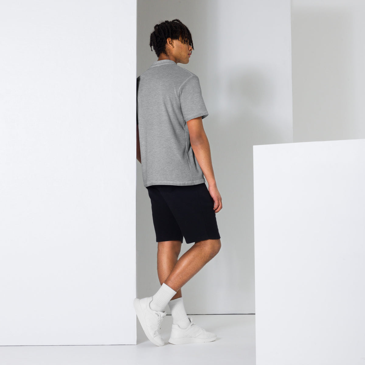 Unisex pique polo shirt, Sport Grey, back view