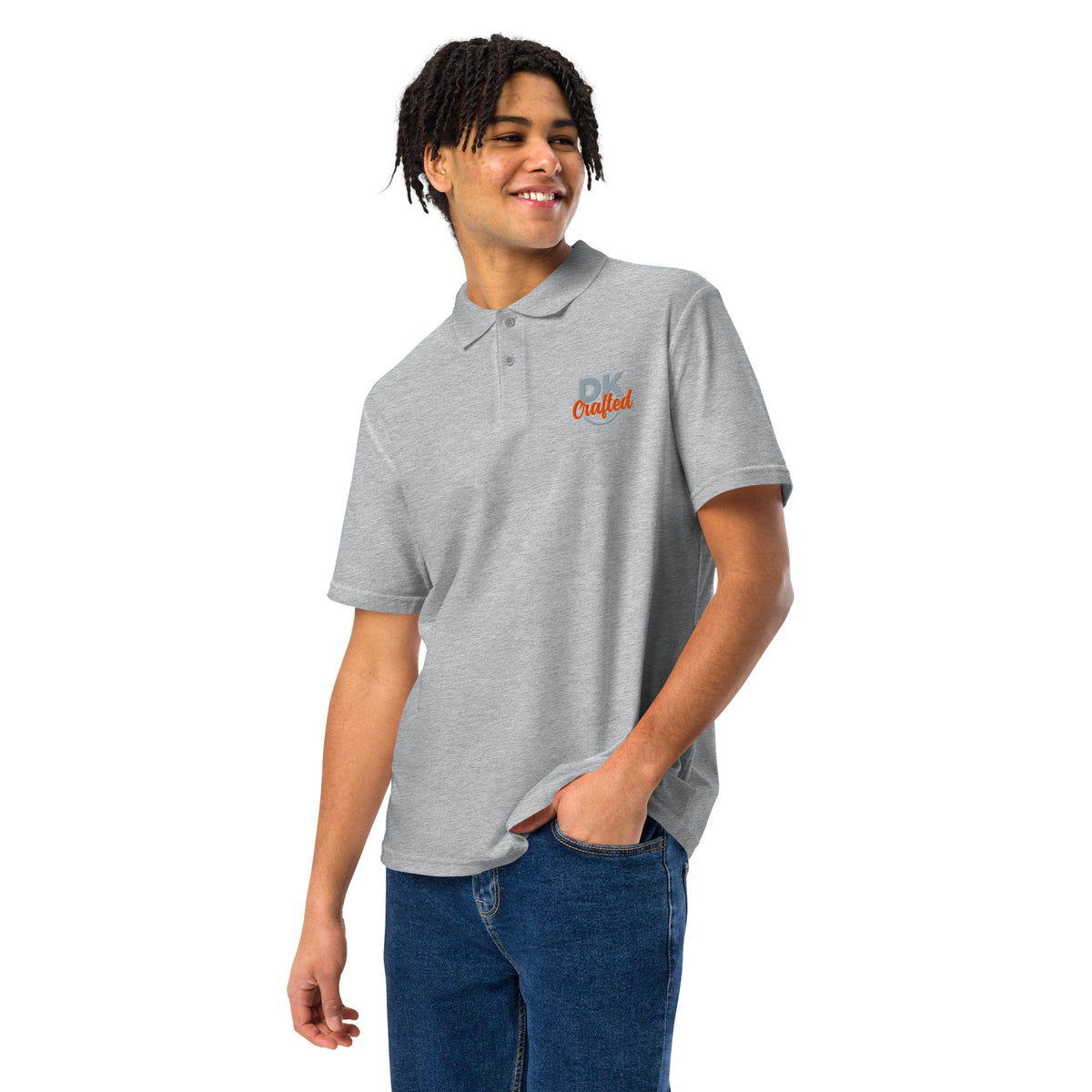 Unisex pique polo shirt, Sport Grey, front view