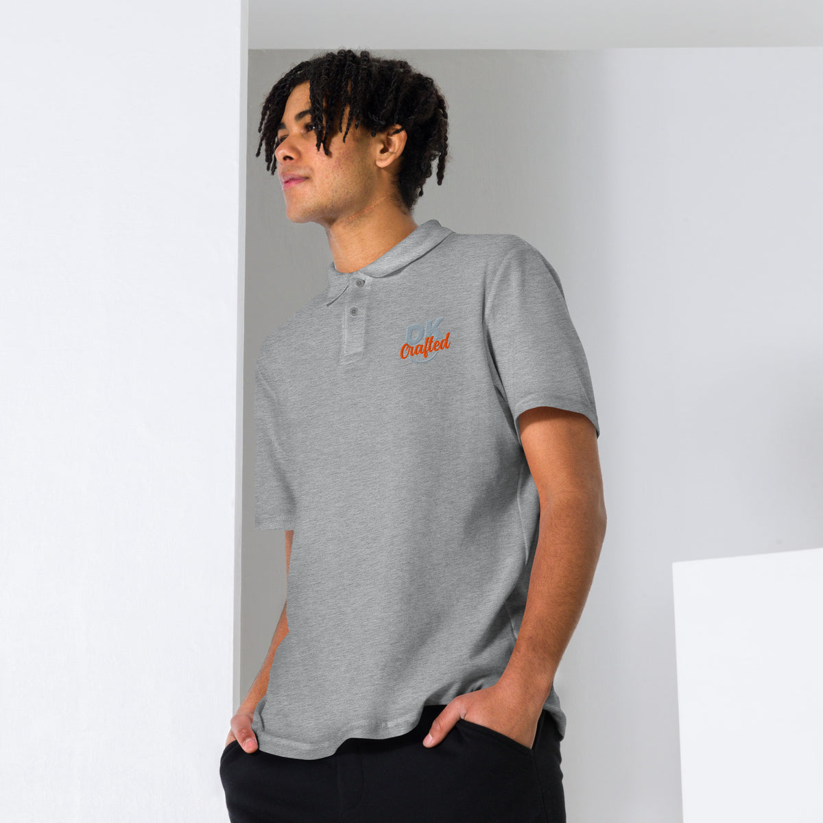 Unisex pique polo shirt, Sport Grey, front view