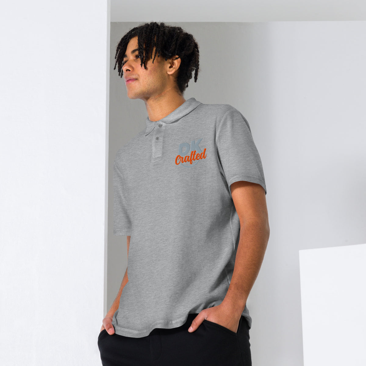 Unisex pique polo shirt, Sport Grey, front view
