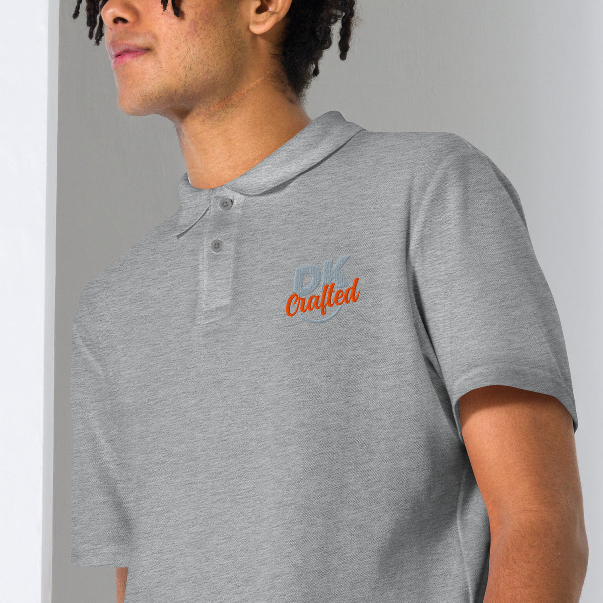 Unisex pique polo shirt, Sport Grey, fabric detail view