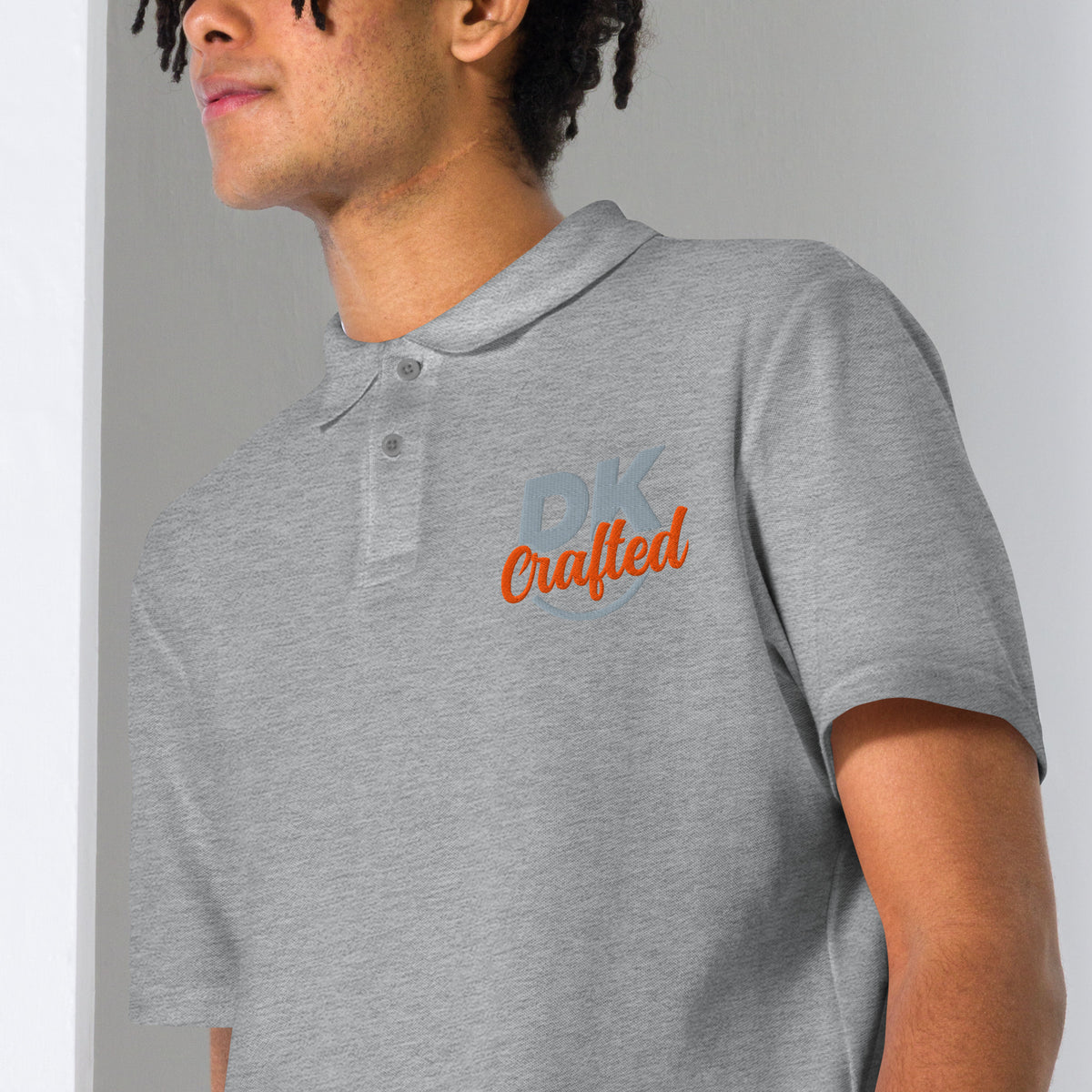 Unisex pique polo shirt, Sport Grey, fabric detail view