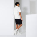 Unisex pique polo shirt, White, back view