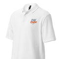 Unisex pique polo shirt, White, left front view