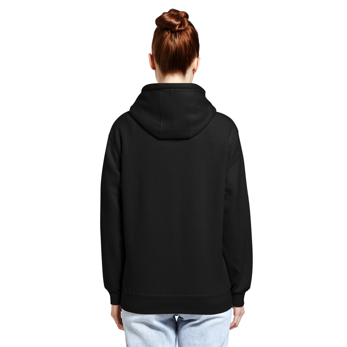 Unisex premium mid-weight hoodie, Black, back view