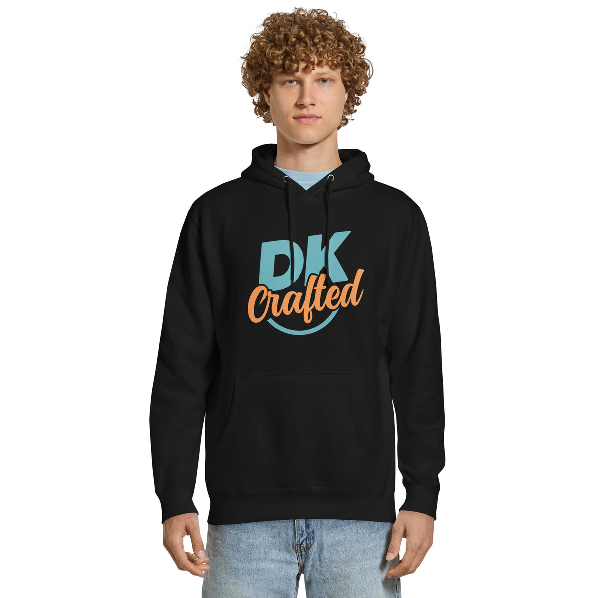 Unisex premium mid-weight hoodie, Black, front view