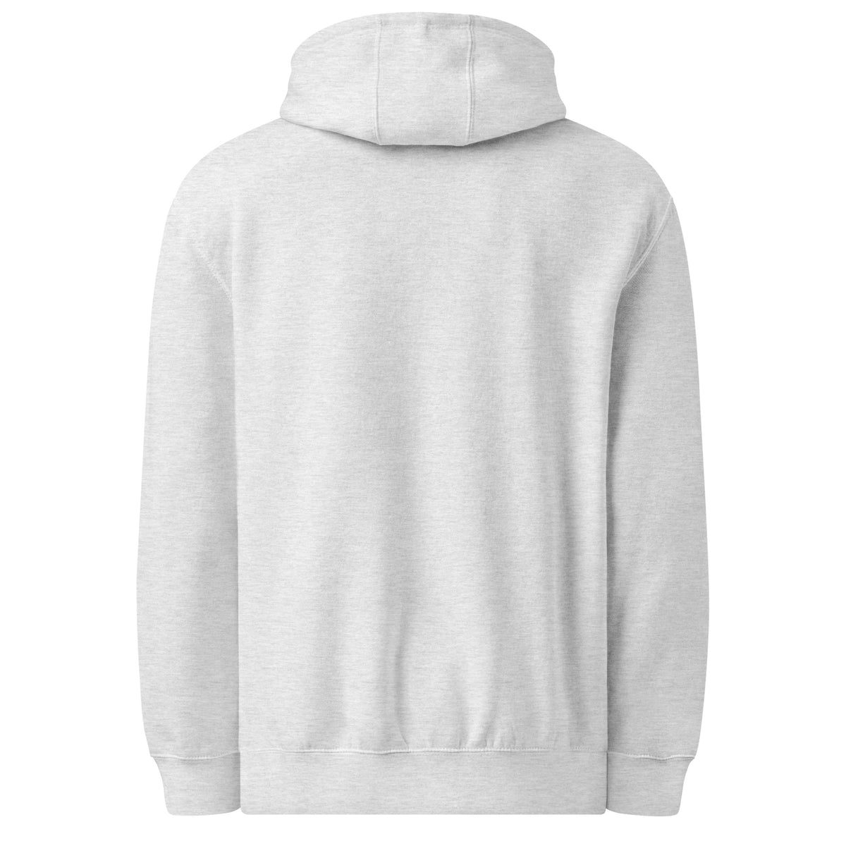 Unisex premium mid-weight hoodie, Heather Grey, back view