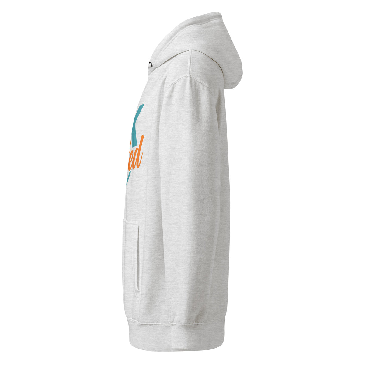 Unisex premium mid-weight hoodie, Heather Grey, left side view