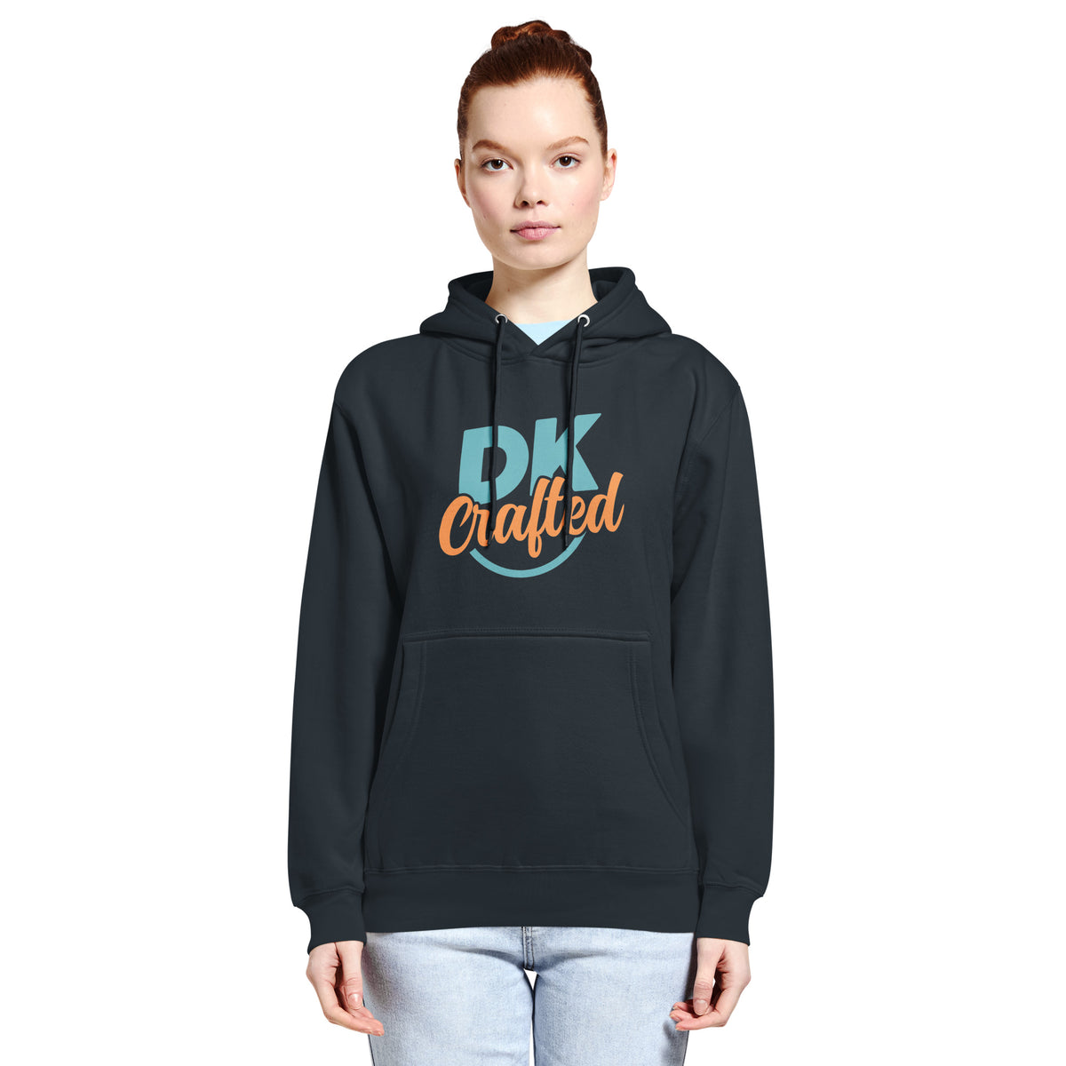 Unisex premium mid-weight hoodie, Navy, front view