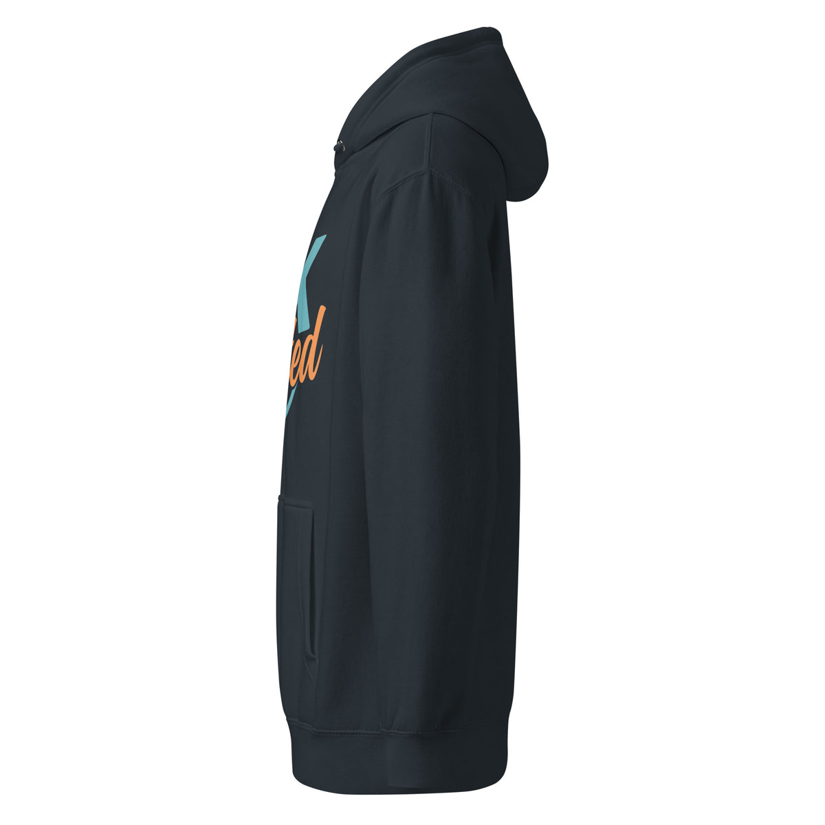 Unisex premium mid-weight hoodie, Navy, left side view