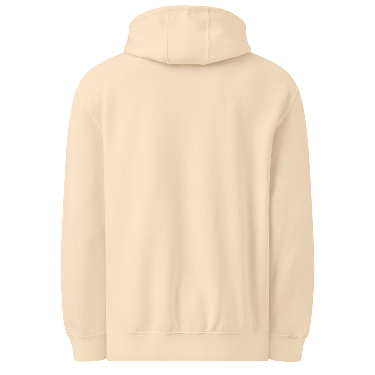 Unisex premium mid-weight hoodie, Sandshell, back view
