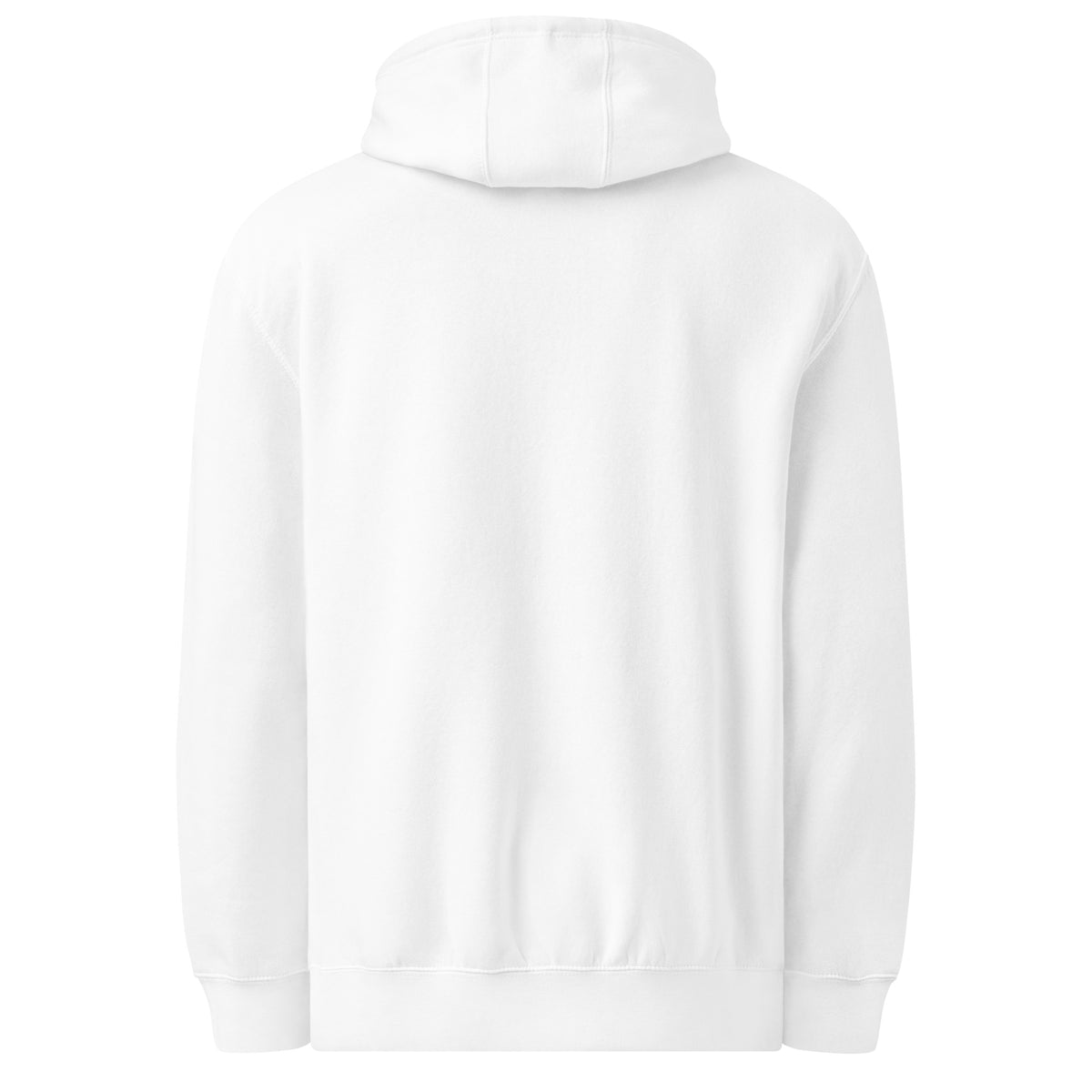 Unisex premium mid-weight hoodie, White, back view