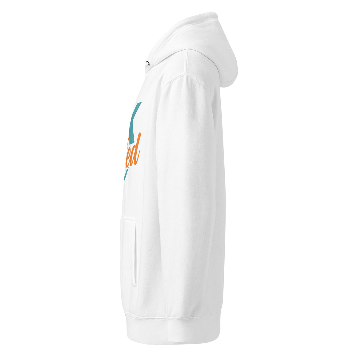 Unisex premium mid-weight hoodie, White, left side view