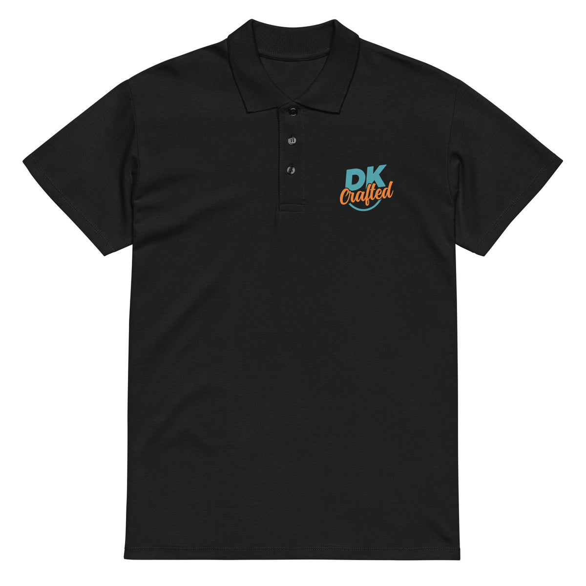 Premium pique polo shirt, Black, front view
