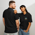 Premium pique polo shirt, Black, front and back view