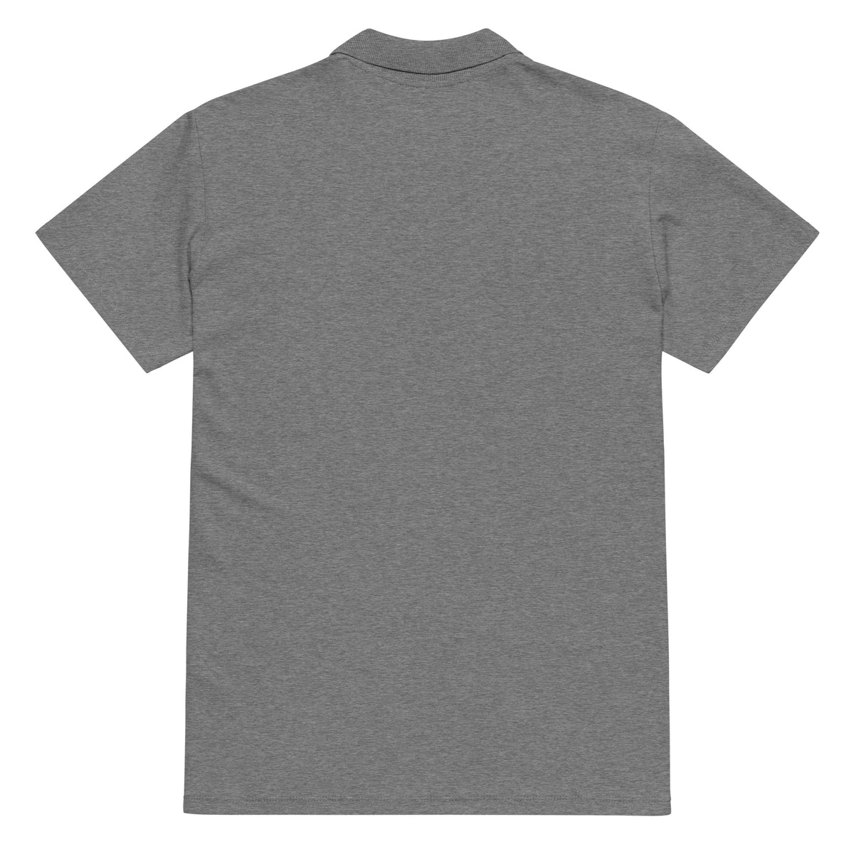 Premium pique polo shirt, Grey Melange, back view